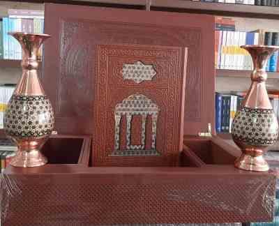 دیوان حافظ 2 گلدان خاتم ( جعبه لبتاپی کاغذ گلاسه - پلاک دار )