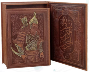 شاهنامه ( رحلی - گلاسه - چرم - جعبه دار - برجسته - طرح رستم )