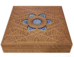 خیام وزیری مصور چرم خودکار روان نویس طرحدار ( چرمی پلاک رنگی - وزیری - جعبه لپتاپی )